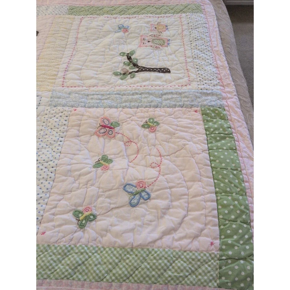 Pottery Barn Kids Hayley Crib Quilt Coverlet Retired Pattern Pink Girls Owl Bird